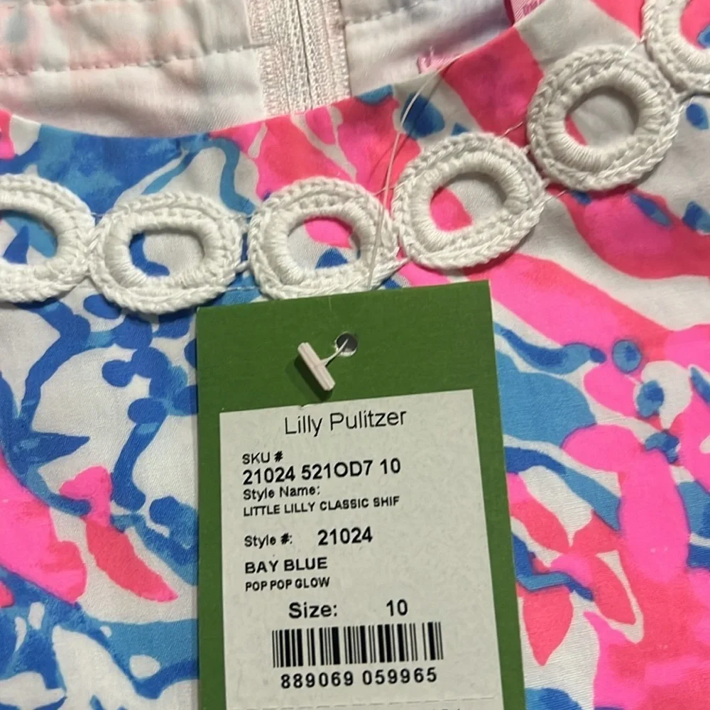 Lilly Pulitzer Little lilly classic shift bay blue pop pop glow size 10